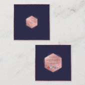Carte De Visite Carré PixDezines MONOGRAM/FAUX ROSE OR, MARINE BLUE (Devant / Derrière)
