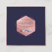 Carte De Visite Carré PixDezines MONOGRAM/FAUX ROSE OR, MARINE BLUE (Dos)