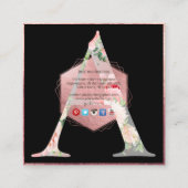 Carte De Visite Carré PixDezines MONOGRAMME BOTANIQUE/OR ROSE FAUX (Dos)