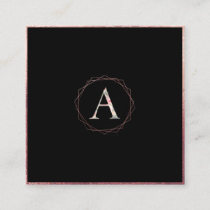 Carte De Visite Carré PixDezines MONOGRAMME BOTANIQUE/OR ROSE FAUX