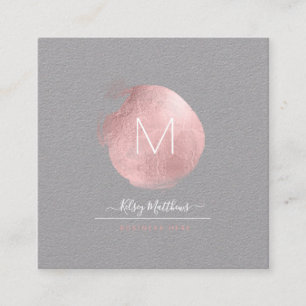 Carte De Visite Carré PixDezines Monogramme Glam Black+Rose Gold Spot