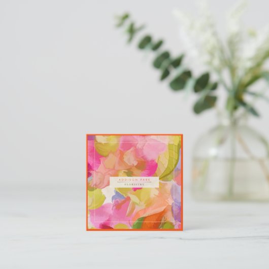 Carte De Visite Carré PixDezines O'kika Aquarelle Fleurs, Orchidées (Debout devant)