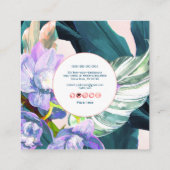 Carte De Visite Carré PixDezines Orchidées violettes Ti Turquoises Feuil (Dos)