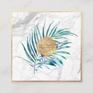 Carte De Visite Carré PixDezines PALM FRONDS, FAUX OR+MARBLE