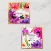 Carte De Visite Carré PixDezines ROSE D'EAU/COULEUR FLORALE (Devant / Derrière)