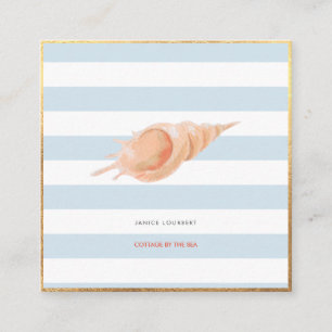 Carte De Visite Carré PixDezines SEASHELLS, NAUTICAL, FAUX GOLD FOIL