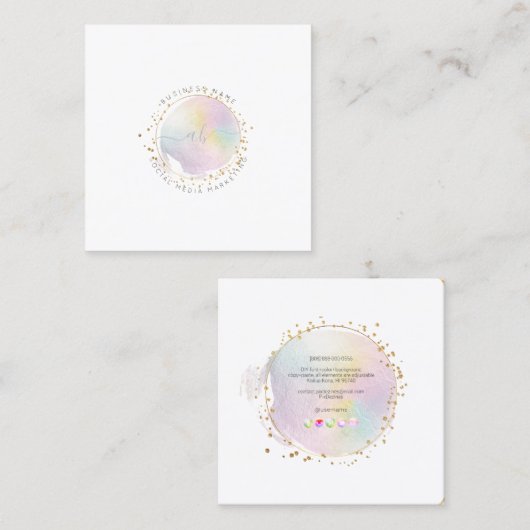 Carte De Visite Carré PixDezines Simple Brosse Brosse Stroke Coton Bonbo (Devant / Derrière)