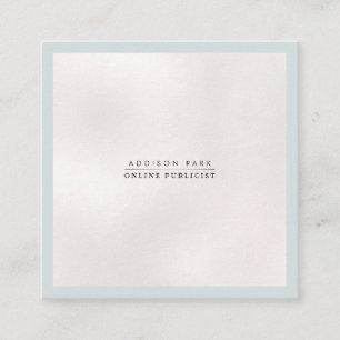 Carte De Visite Carré PixDezines Simple Élégant, Blanc Pair+Bleu Dusty