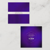 Carte De Visite Carré PixDezines Simple Élégant, Blanc Précurseur+Violet (Devant / Derrière)