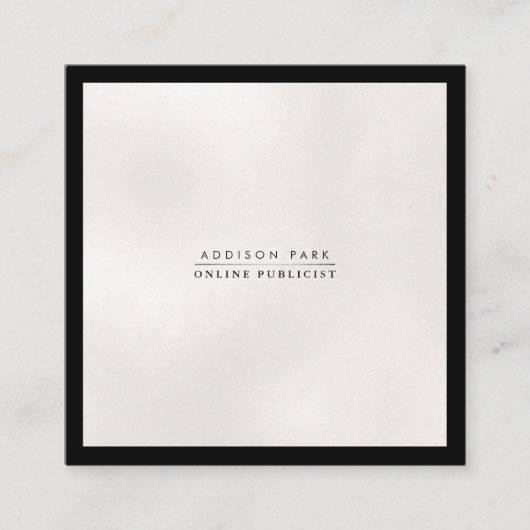 Carte De Visite Carré PixDezines Simple Élégant, Noir+Blanc Prématuré (Devant)