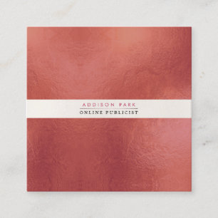 Carte De Visite Carré PixDezines Simple Élégante, Blanche précoce+Rouill