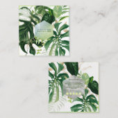 Carte De Visite Carré PixDezines Verdure tropicale variée (Devant / Derrière)