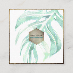 Carte De Visite Carré PixDezines WATERCOLOR MONSTERA, VERDURE