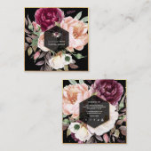 Carte de visite Carré PixDezines Watercolor Peonie (Devant / Derrière)