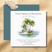 Carte De Visite Carré Plage tropicale Palm Trees Côte