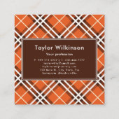 Carte De Visite Carré Plaid Orange (Dos)