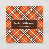 Carte De Visite Carré Plaid Orange (Devant)