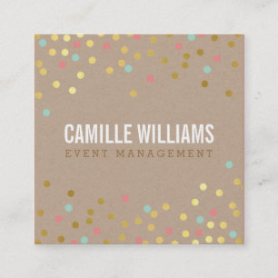 Carte De Visite Carré PLAIN BOLD MINIMAL smart text confetti or kraft