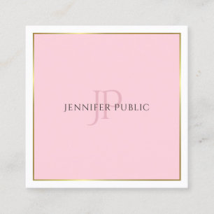 Carte De Visite Carré Plaine à la mode de monogramme de rose moderne