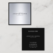 Carte De Visite Carré Plaine argentée chic de regard de monogramme (Devant / Derrière)