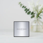 Carte De Visite Carré Plaine argentée chic de regard de monogramme (Debout devant)