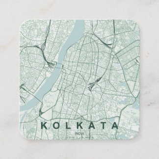 Carte De Visite Carré Plan de la ville de Kolkata & Texte personnalisé