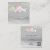 Carte De Visite Carré *~* PLANCHER Poisson Plage Sable Argent Mer Dîner (Devant / Derrière)