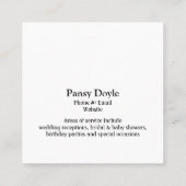 Carte De Visite Carré Planificateur d'événements de diffusion (Dos)