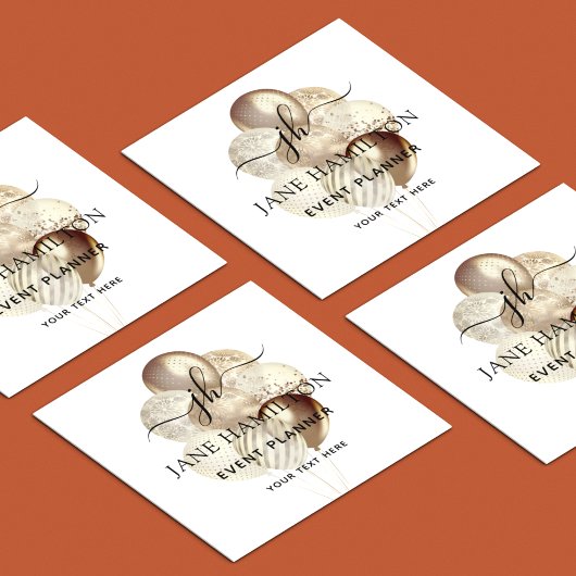 Carte De Visite Carré Planificateur d'événements Monogram Gold