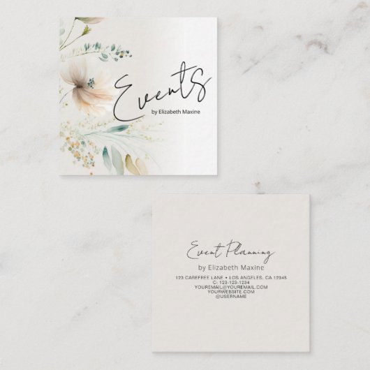 Carte De Visite Carré Planification d'événements Boho moderne (Devant / Derrière)
