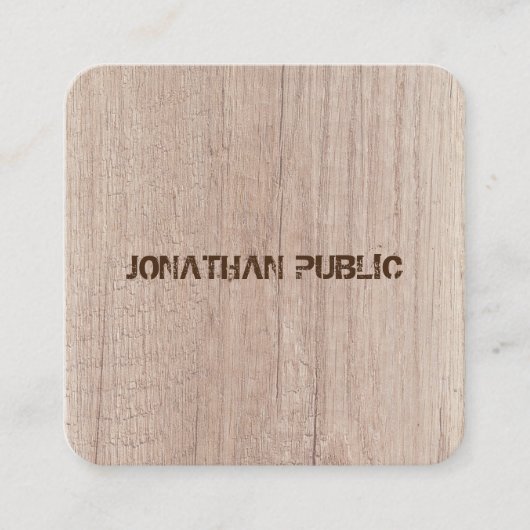 Carte De Visite Carré Plank Wood Board Look Distressed Texte Modèle (Devant)