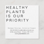 Carte De Visite Carré Plante de serpent de maison Botaniste (Dos)