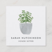 Carte De Visite Carré Plante | Sitter Maison (Devant)
