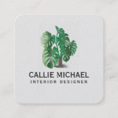 Carte De Visite Carré Plante vert aquarelle (Devant)