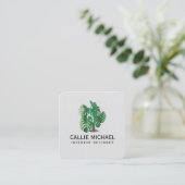 Carte De Visite Carré Plante vert aquarelle (Debout devant)