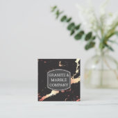 Carte De Visite Carré Plaque marbrée or rose | Granite (Debout devant)