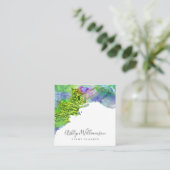 Carte De Visite Carré Plat d'aquarelle vert turquoise moderne (Debout devant)