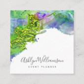 Carte De Visite Carré Plat d'aquarelle vert turquoise moderne (Devant)