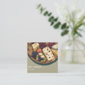 Carte De Visite Carré plateau de fromage rétro avec raisins (Debout devant)