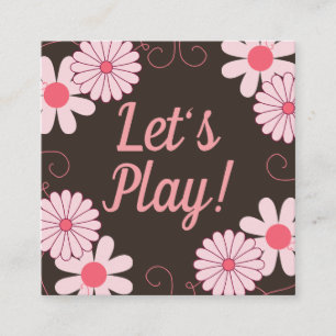Carte De Visite Carré Playdate Card pour enfant Playdate Fun Floral