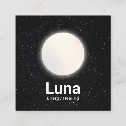 Carte De Visite Carré Pleine lune et étoiles Univers céleste (Devant)