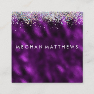 Carte De Visite Carré Plum Argent Étincelle Beauté Styliste Artiste maqu