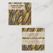 Carte De Visite Carré Plumes d'argent or (Devant / Derrière)