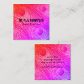 Carte De Visite Carré Plumes de paon lumineuses modernes (Devant / Derrière)