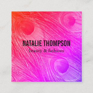 Carte De Visite Carré Plumes de paon lumineuses modernes