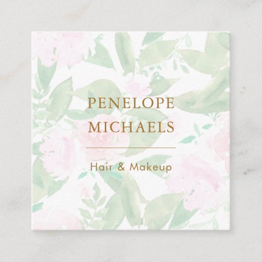 Carte De Visite Carré Plutôt rose Floral (Devant)