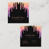 Carte De Visite Carré Poils de maquillage rose noir pourpre gouttes (Devant / Derrière)
