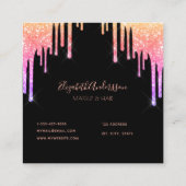 Carte De Visite Carré Poils de maquillage rose noir pourpre gouttes (Dos)
