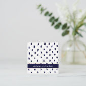 Carte De Visite Carré Points blancs abstraits sur le bleu marine avec de (Debout devant)