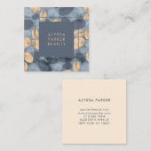 Carte De Visite Carré Points bleus fascinants avec de l'or (Devant / Derrière)